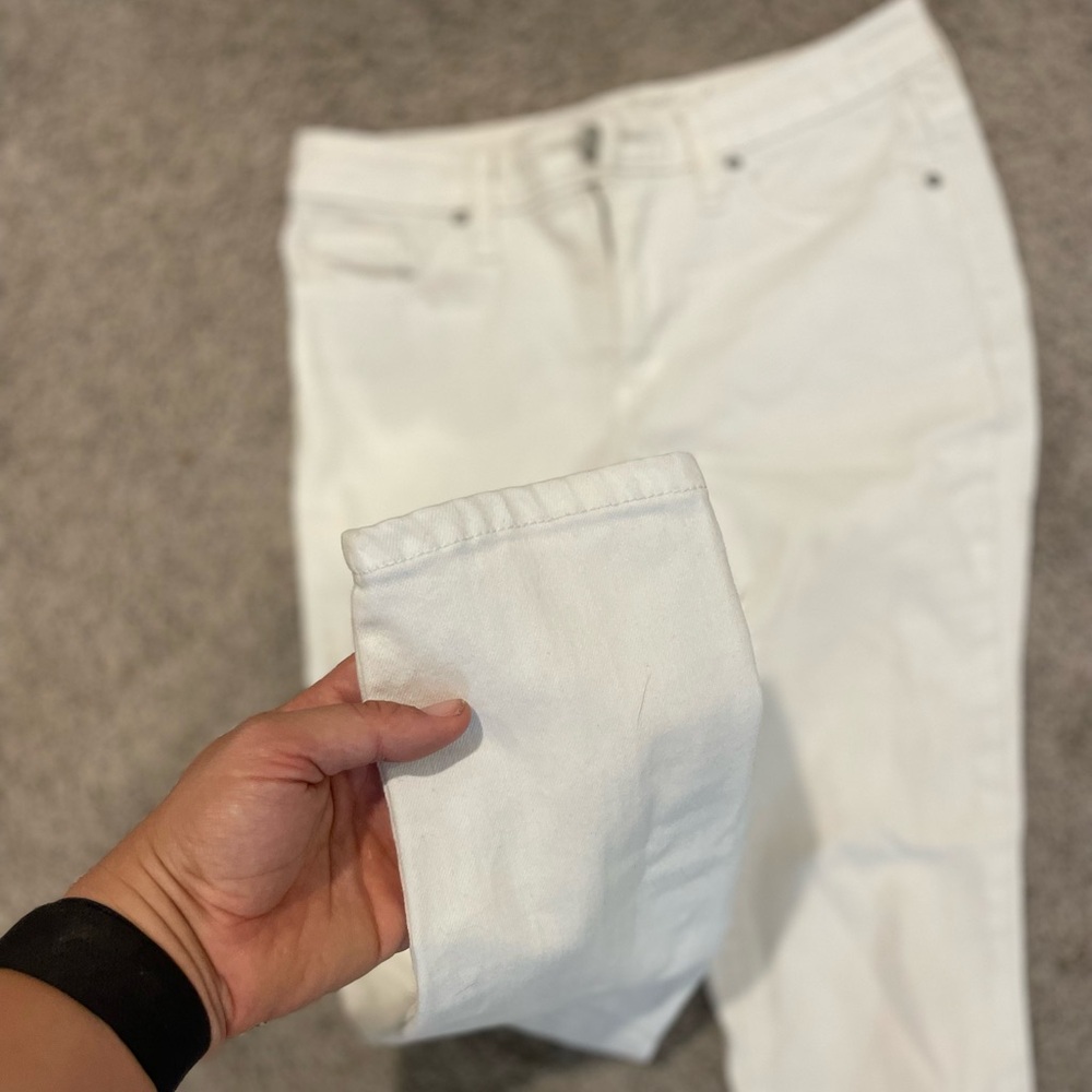 High Rise Skinny Crop White Jeans
